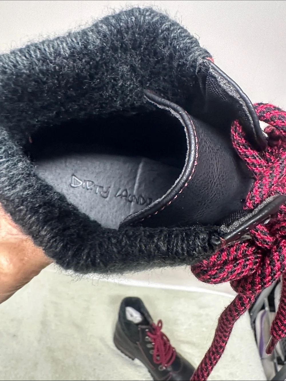 Dirty Laundry Black Ankle Boots with Burgundy Laces